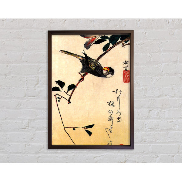 Bright Star Hiroshige Java Spatz Und Magnolie Einzelner Bilderrahmen